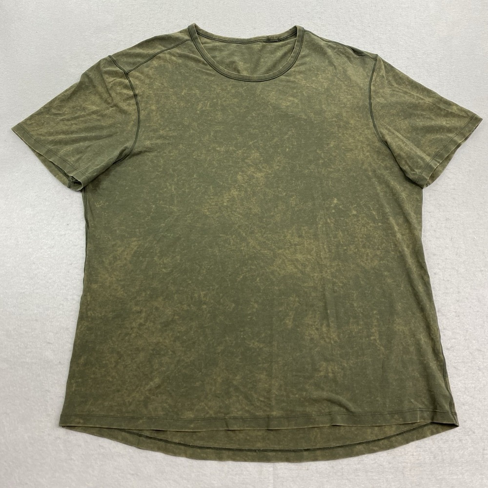 Lululemon Always Agile T Shirt Mens Extra Large Green Spray Dye Marble Training